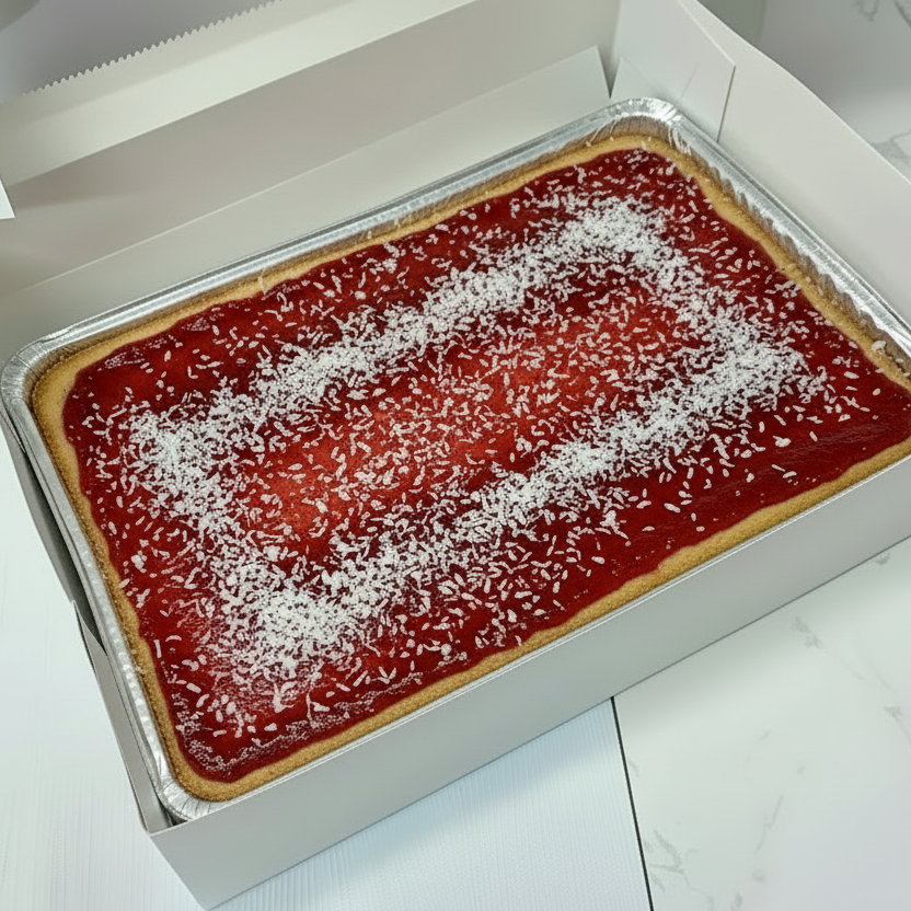 Jam & Coconut Tray Cake